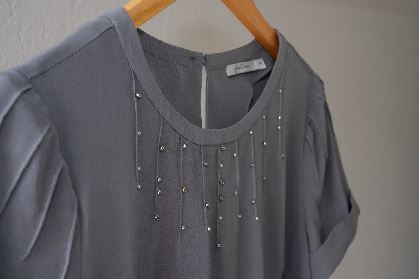 Pintuck Top - Gray